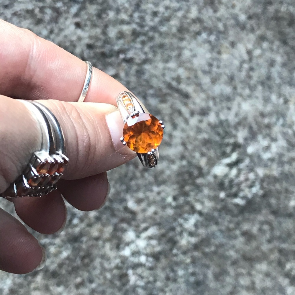 💕💕Mederia citrine and orange sapphires ring - Picture 13 of 16